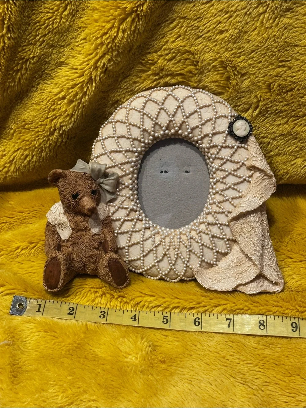 Fancy Frames Cameo Lace Ribbon Teddy Bear Lace Picture Frame Set Of 2 Victorian
